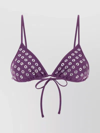 Gimaguas Triangle Cup Bikini Top Featuring Eyelet Embellishments In Purple