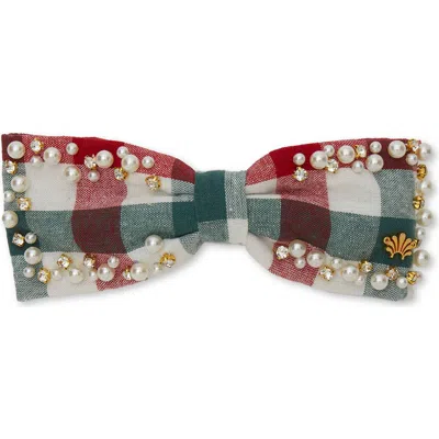 Lele Sadoughi Ella Imitation Pearl Sprinkle Embellished Bow Barette In Multi