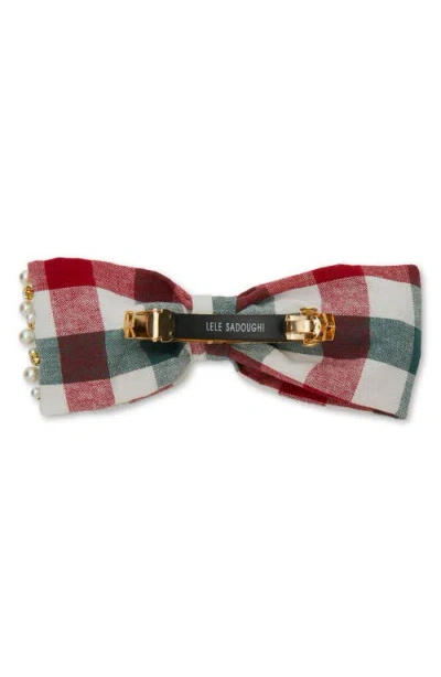 Lele Sadoughi Ella Imitation Pearl Sprinkle Embellished Bow Barette In Multi