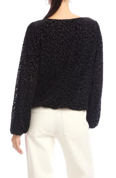 Karen Kane Blouson Sleeve Velvet Burnout Boatneck Top In Brown