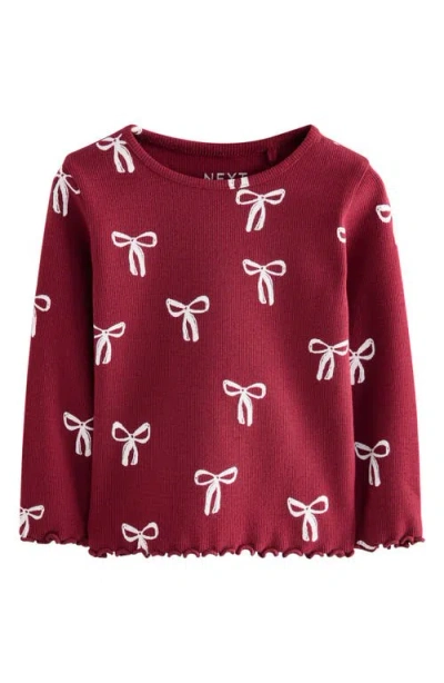 Next Kids' Ribbon Print Cotton Rib T-shirt In Red