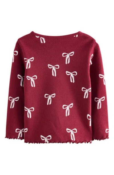 Next Kids' Ribbon Print Cotton Rib T-shirt In Red
