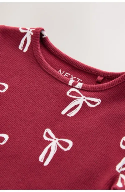 Next Kids' Ribbon Print Cotton Rib T-shirt In Red