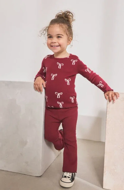 Next Kids' Ribbon Print Cotton Rib T-shirt In Red