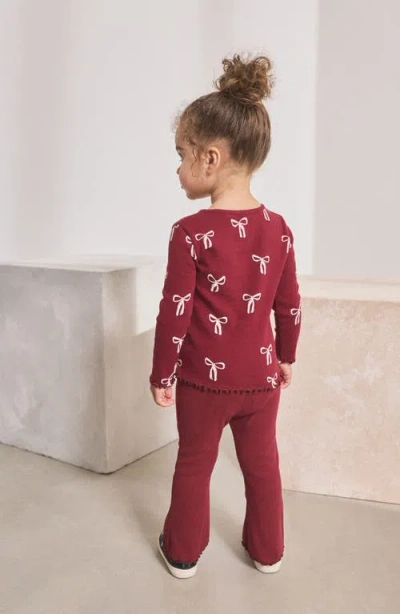 Next Kids' Ribbon Print Cotton Rib T-shirt In Red