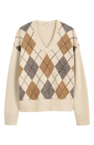 Alex Mill Yasmine V-neck Sweater In Wool Cotton Blend Wishbone Multi In Neutral