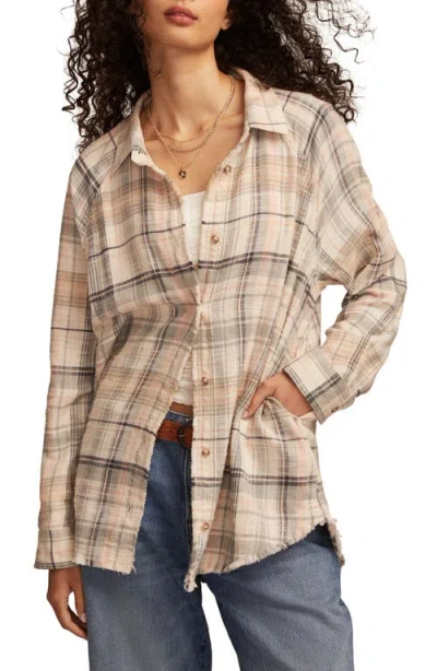 Lucky Brand Women's Tunic Plaid Button Down Shirt In Neutral