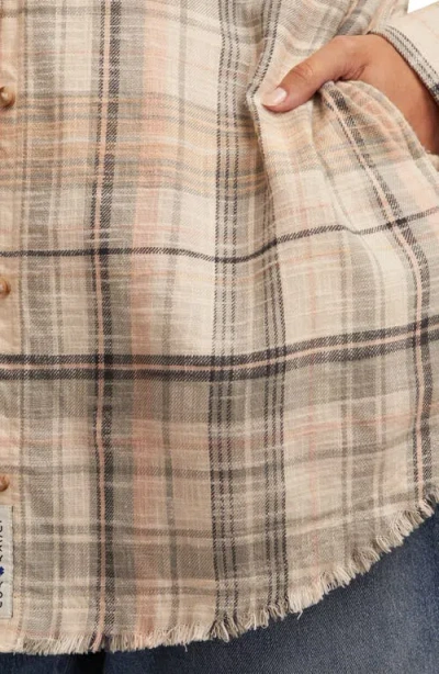 Lucky Brand Women's Tunic Plaid Button Down Shirt In Neutral