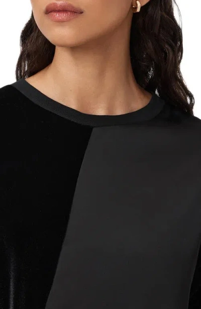 Allsaints Lana Lace Hem Velvet Dress In Black