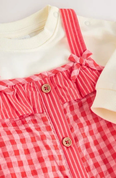 Next Seersucker Overall & Bodysuit Set In Red