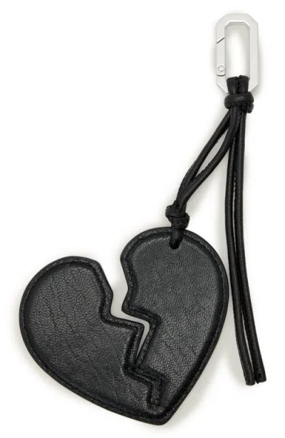 Allsaints Broken Heart Leather Keyring In Brown