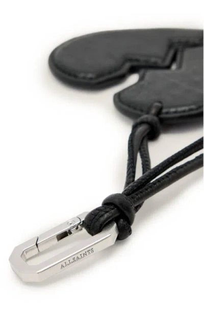 Allsaints Broken Heart Leather Keyring In Brown