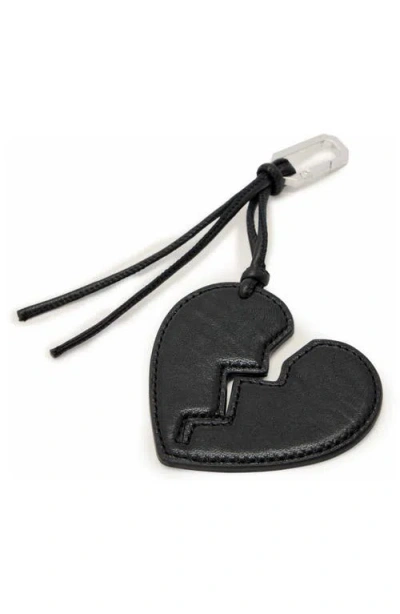 Allsaints Broken Heart Leather Keyring In Brown