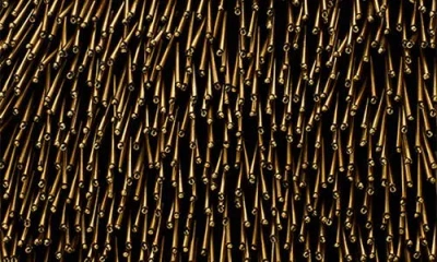 Allsaints Womens Warm Brass Bettina Bead-embellished Canvas Clutch Bag In Brown