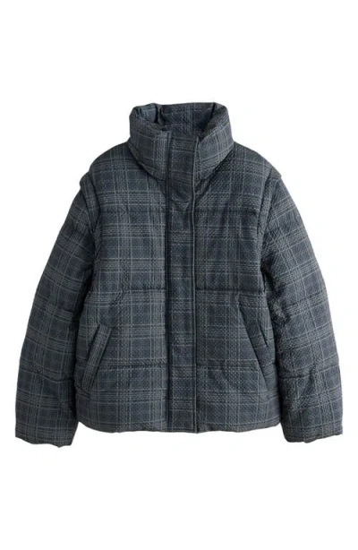 Next Check Puffer Jacket In Blue