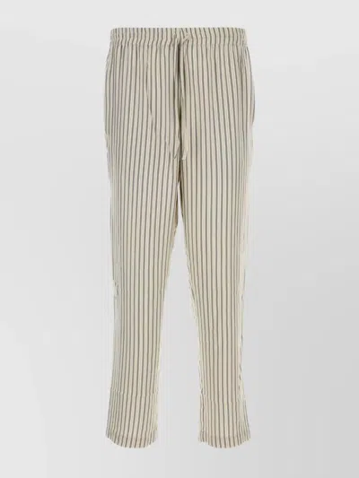 Le Kasha Embroidered Silk Darvi Pant With Vertical Stripes In Multi