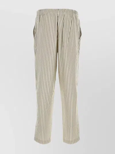 Le Kasha Embroidered Silk Darvi Pant With Vertical Stripes In Multi