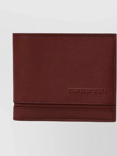 Ferrari Bi-fold Leather Wallet Featuring Logo In Red