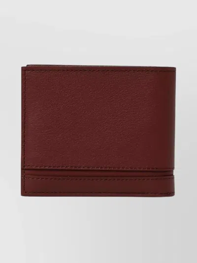 Ferrari Bi-fold Leather Wallet Featuring Logo In Red