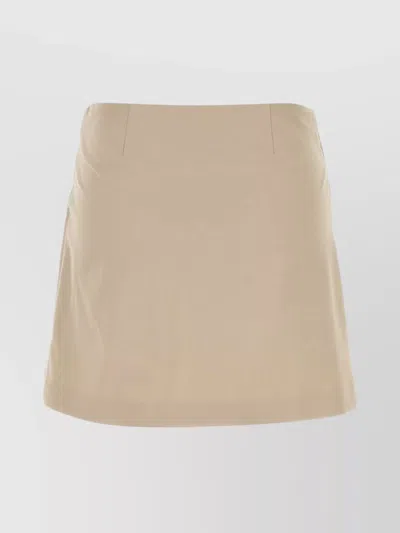 Loewe High Waist Mini Skirt With Front Slit In Neutral