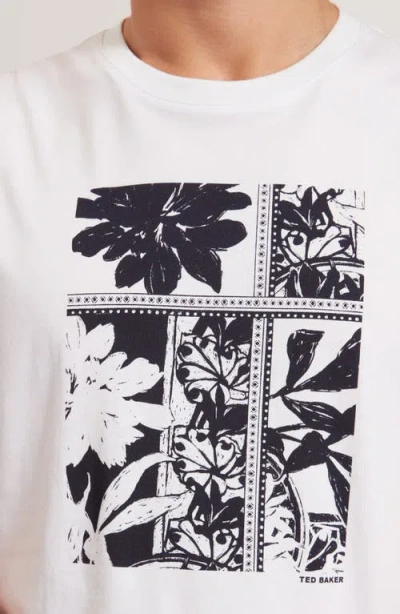 Ted Baker Koney Floral Box Print Cotton Tee In White