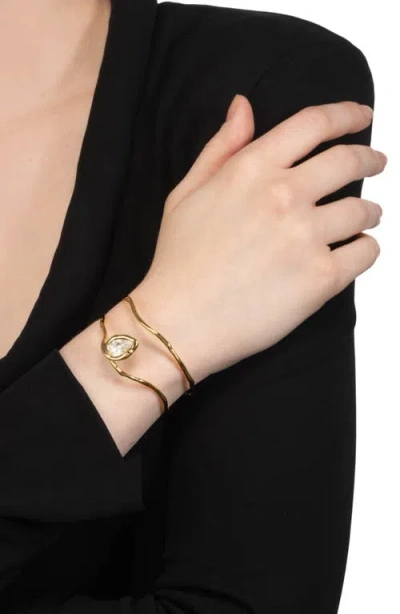 Alexis Bittar Alexis Bitar Asterales Floating Cubic Zirconia Double Row Cuff Bracelet In Brown