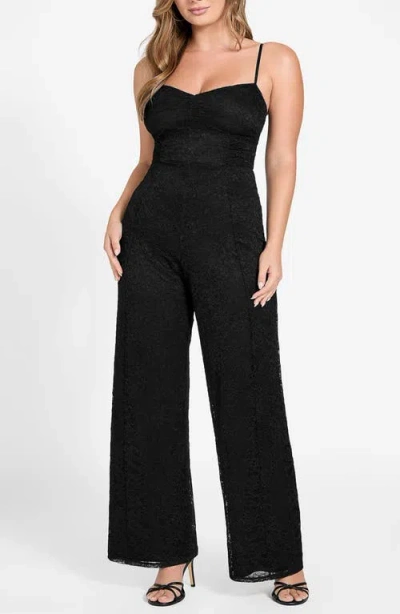 Guess Women's Chloe Sleeveless Lace Sweetheart Neck Jumpsuit In Black