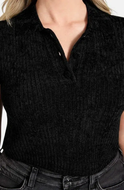 Guess Mona Chenille Polo Sweater In Black