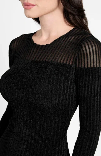 Guess Women's Rowena Long Sleeve Rib Chenille Dress In Black