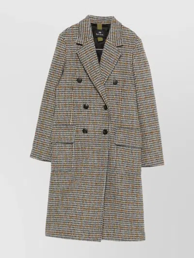Paul Smith Double-breasted Coat Featuring Front Pockets In Multi