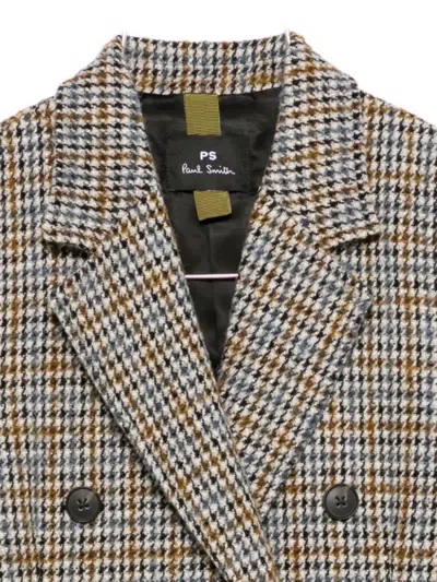 Paul Smith Double-breasted Coat Featuring Front Pockets In Multi