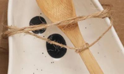 Creative Co-op Ghost Plate With Spoon In White