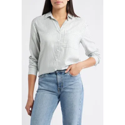 Beachlunchlounge Eden Long Sleeve Button-up Shirt In Green