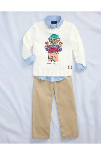 Polo Ralph Lauren Boy's Flat Front Chino Pants In Brown