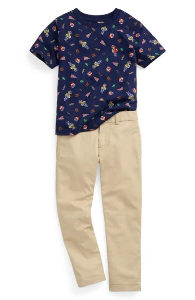 Polo Ralph Lauren Boy's Flat Front Chino Pants In Brown