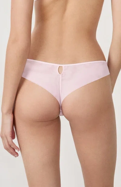 Etam Prelude Embroidered Tulle Tanga In Pink