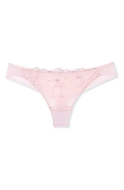 Etam Prelude Embroidered Tulle Tanga In Pink