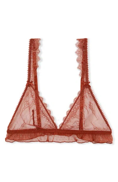 Etam Allusion Ruffle Lace Bralette In Brown