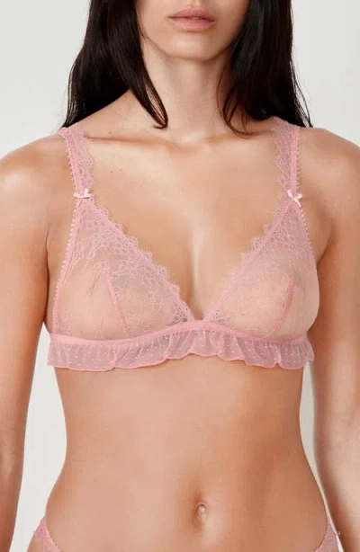 Etam Allusion Ruffle Lace Bralette In Pink
