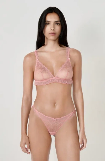 Etam Allusion Ruffle Lace Bralette In Pink