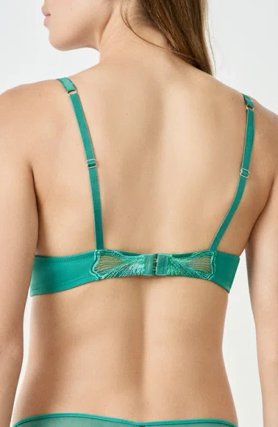 Etam Prelude Embroidered Underwire Plunge Bra In Green