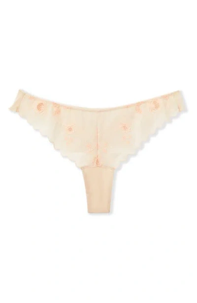 Etam Ravissante Bresilien Ravis Embroidered Thong In Pink