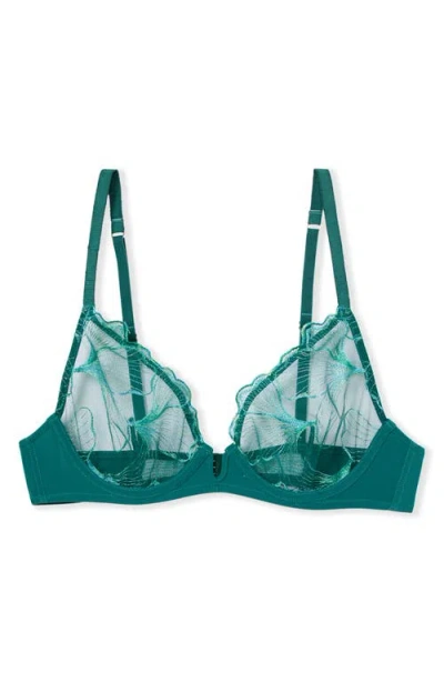 Etam Prelude Embroidered Underwire Plunge Bra In Green