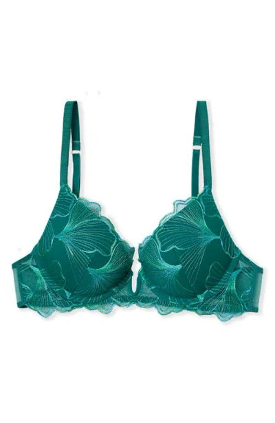 Etam Prelude Classique Embroidered Underwire Bra In Green