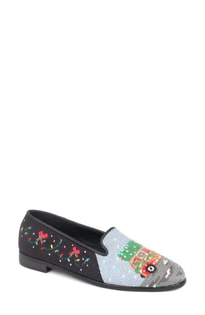 Bypaige Christmas Tree Farm Needlepoint Loafer In Black