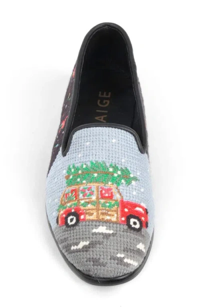 Bypaige Christmas Tree Farm Needlepoint Loafer In Black