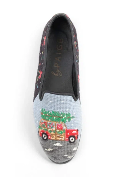Bypaige Christmas Tree Farm Needlepoint Loafer In Black