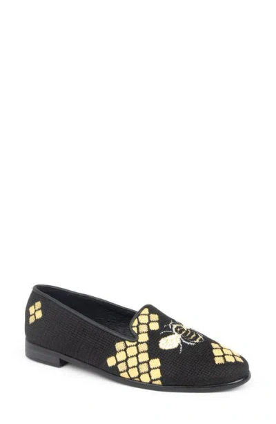 Bypaige Honeycomb Bee Needlepoint Loafer In Black