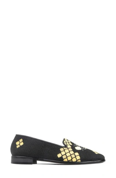 Bypaige Honeycomb Bee Needlepoint Loafer In Black