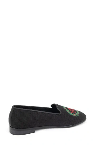 Bypaige Joy Wreath Needlepoint Loafer In Black